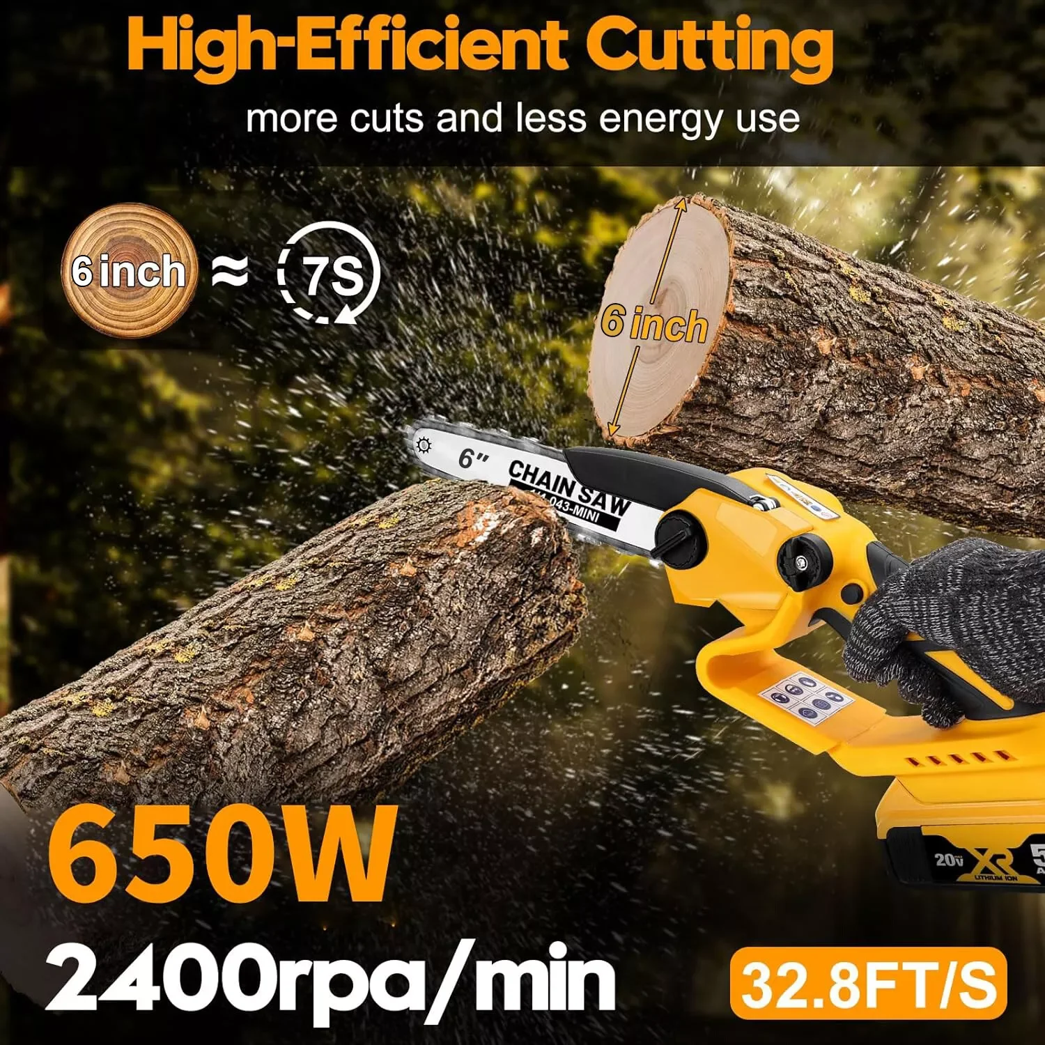 

Мини-бензопила 6 дюймов для Dewalt 20 В Max, аккумуляторная беспроводная ручная обрезная пила, электроинструменты для деревообработки, садовой лесозаготовок