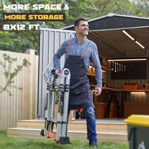 8 x 12 FT Outdoor Storage Shed, Metal Garden Shed with Updated Frame Structure, Tool Sheds for Backyard Garden Patio