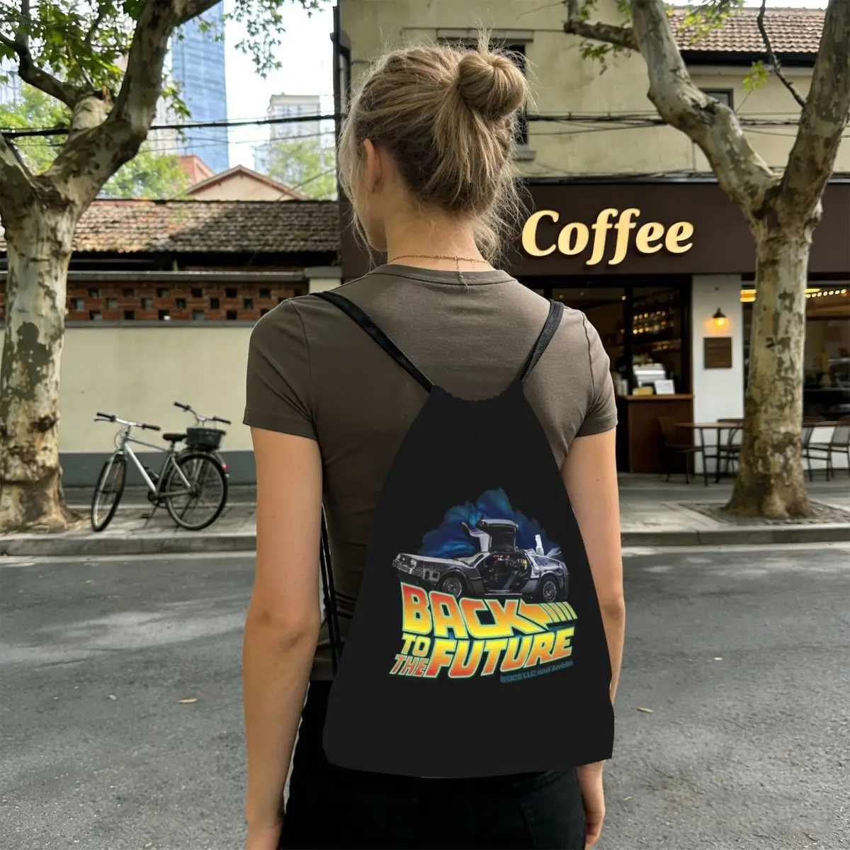 Back To The Future Backpacks Portable Drawstring Bags Sports Bag Book Bags for Travel Students