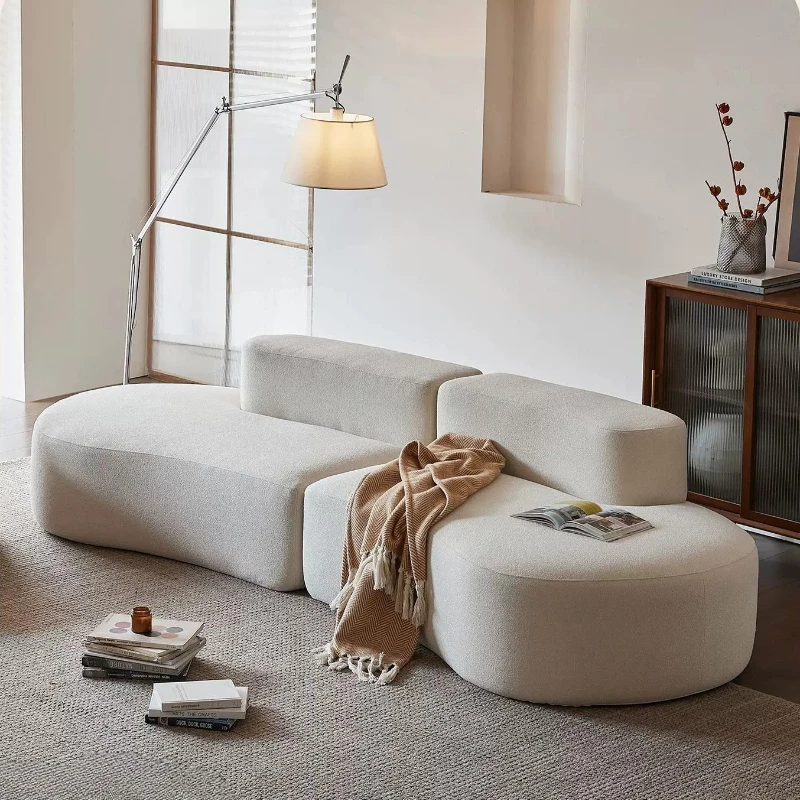 modern Velvet Upholstery Non-Deformation, Roll-Pack Design Fabric Sofa Cashew Shape Compression Couch with High-Resilience Foam