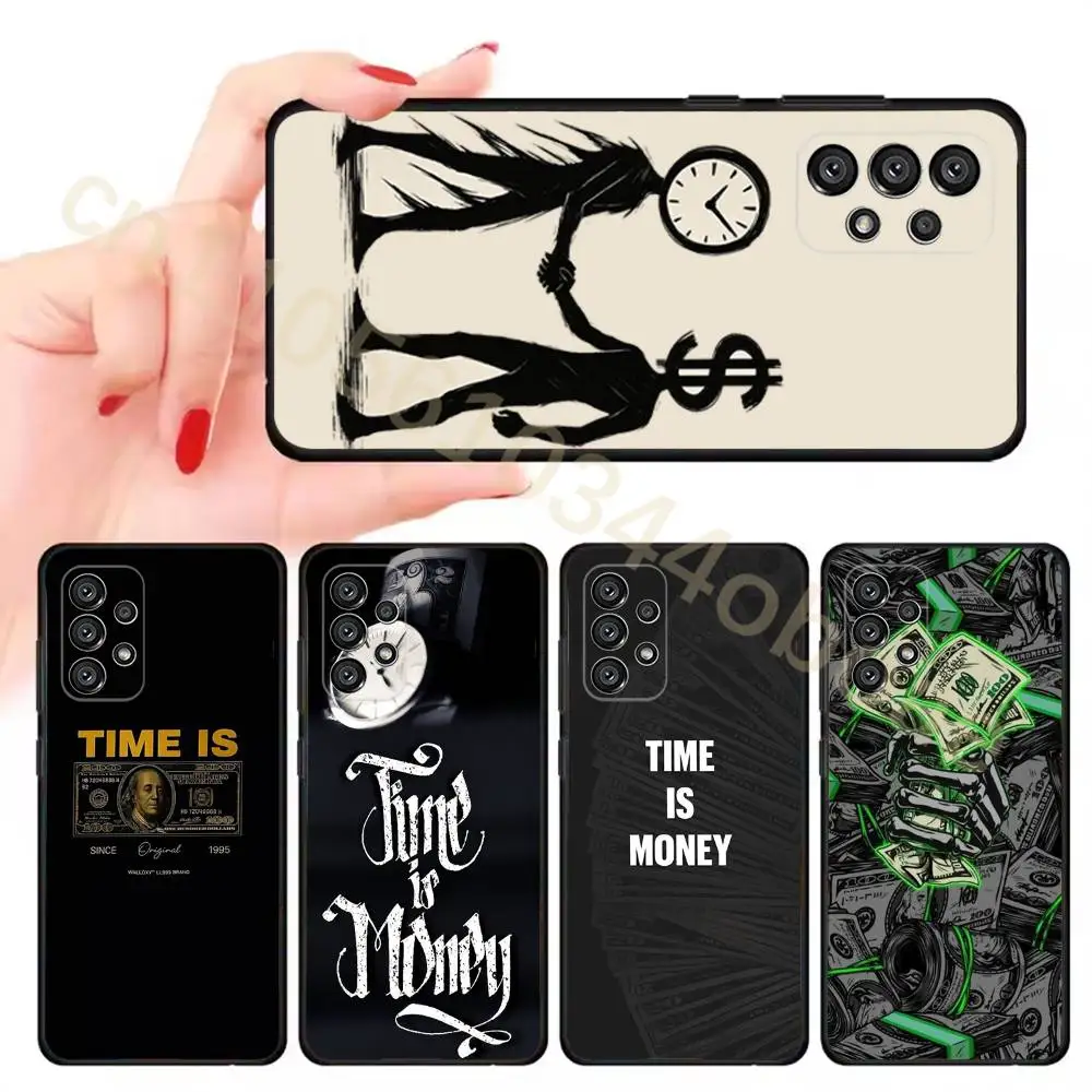 Time is Money Banknote Phone Case for Samsung Galaxy A20,21s,22,31,32,52,71,80,A91,5G Colorful Cover Smartphone Pretty