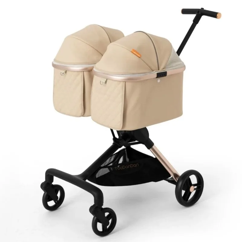 Two-seater cart foldable Two puppies out cart Cat cart ride