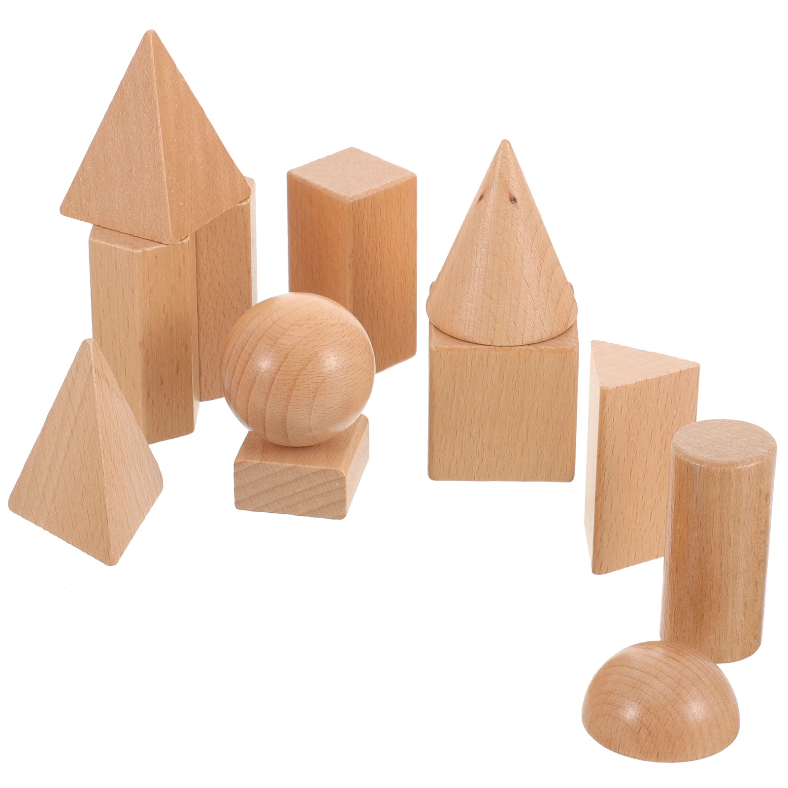 Juguetes para bloques de construcción de modelos geométricos, miniatura tridimensional para niños, aprendizaje encantador de madera