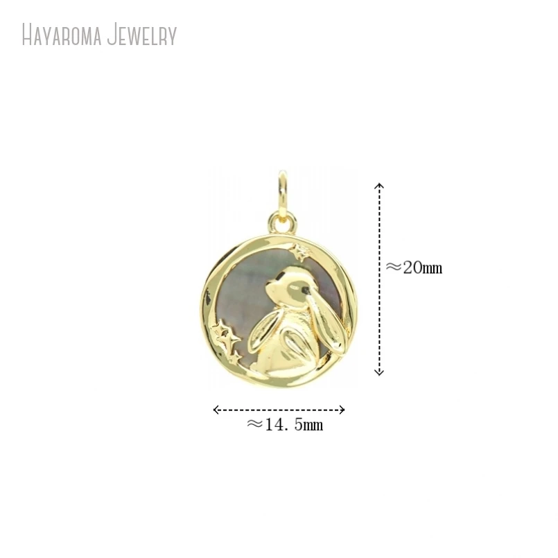 

5Pcs Jewelry Round Coin Shape Circle Animal Rabbit Copper Gold Color Metal Pendant Wholesale Charms