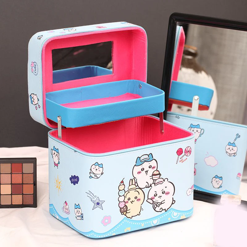 Chiikawa Makeup Case Birthday Gift Big Small Size Double-Layer Multi-Functional Makeup Bag Skincare Products Travel Storage
