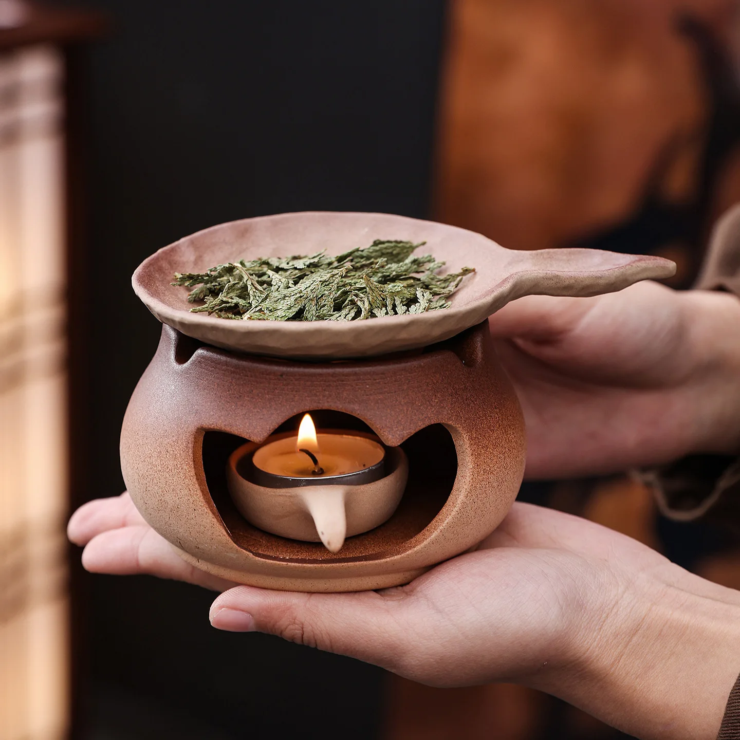 Rough Clay Portable Tea Warmer Candle Heating Stove Heat Holder For Home Tea Set Brewing