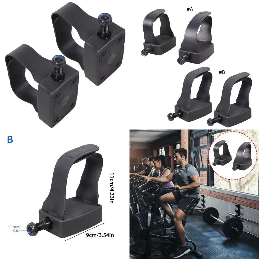Q39E Exercise Bike Pedals 9/16inch 1/2inch Universals Bike Pedal With Strap