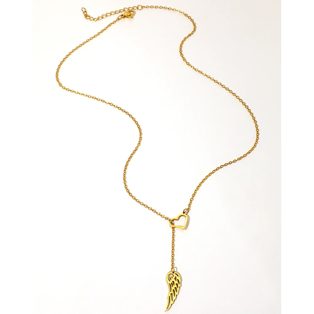 Stainless Steel Necklaces Elegant Heart feather pendant Clavicle Chain Fashion Exquisite Necklace For Women Jewelry Wedding Gift