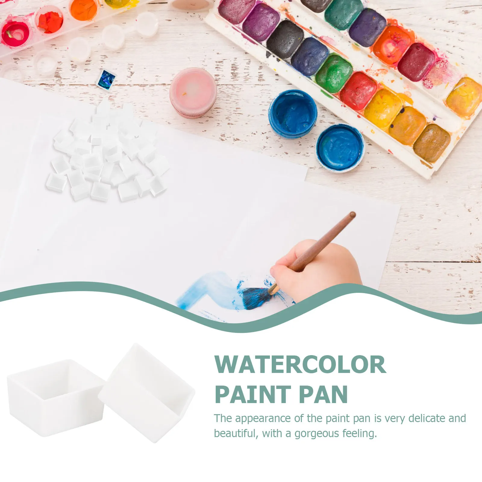 50Pcs Transparent Empty Watercolor Pans Plastic Half Paint Pans for DIY Watercolor Acrylic Art Supplies Lightweight Washable