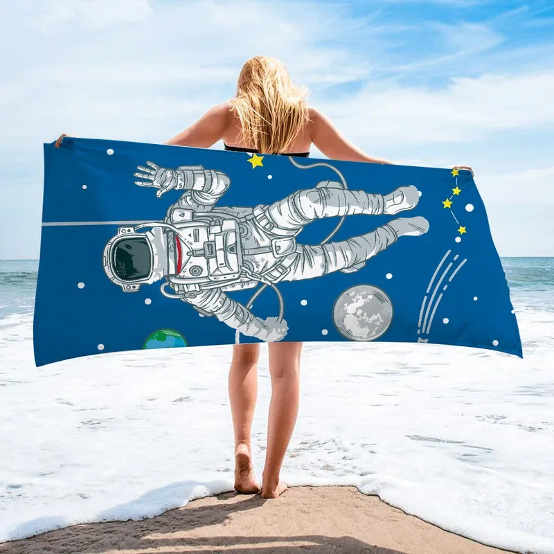 Toalha de praia astronauta e galáxia fofa para homens e mulheres, toalhas de banho de secagem rápida, surfe à beira-mar, banheiro de viagem, verão