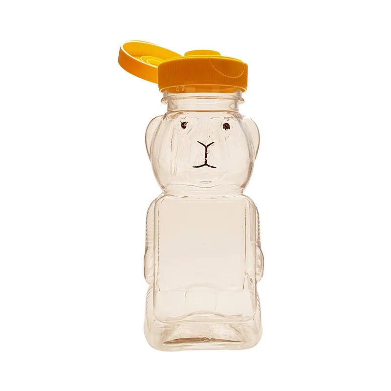 X324 Bear Honey Jar 180ML Capacity Dripless Plastic Honey Jar PET  Honey Bottle Squeezable Silicone Valve Cap Plastic Bottle