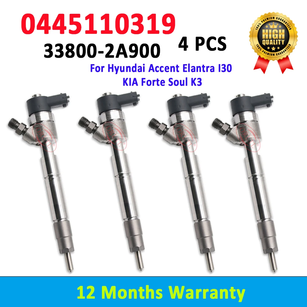 4 PIECES ORLTL 33800-2A900 0 445 110 319 New Diesel Fuel Injector Nozzle 0445110319 For Hyundai Accent I20 /KIA CAR 338002A900