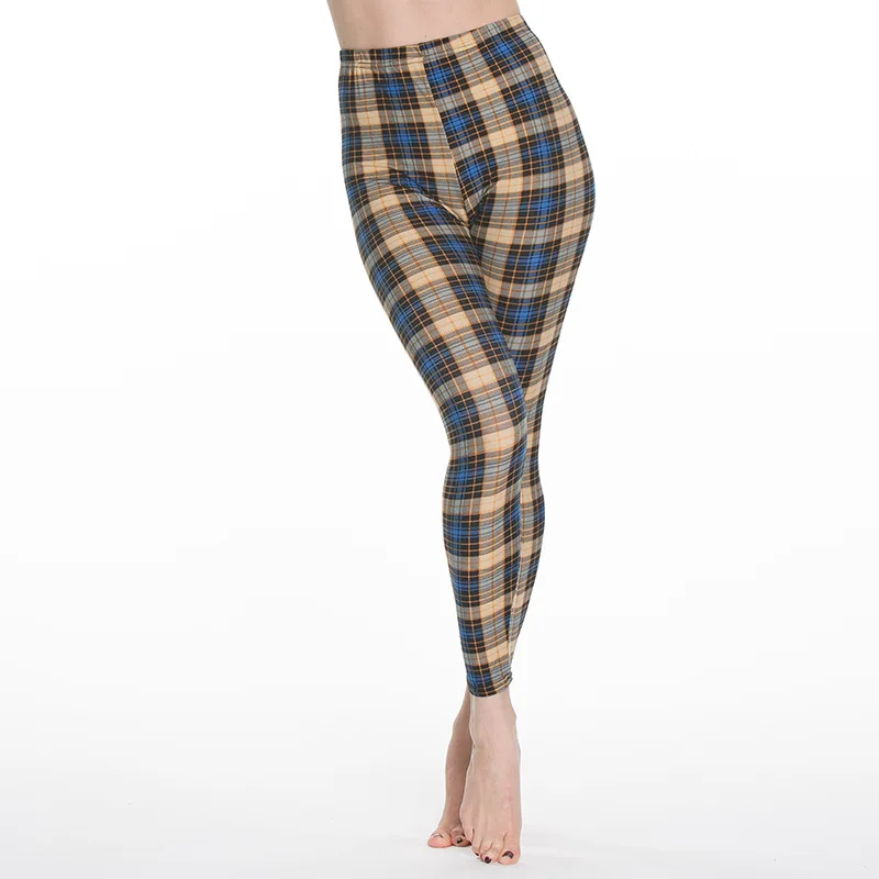 LJCUIYAO Push-Up-Leggings Weibliche Fitness Leggings Frauen Frühling Herbst Druck Striped Plaid Leggings Dame Sexy Dünne Bleistift Hosen