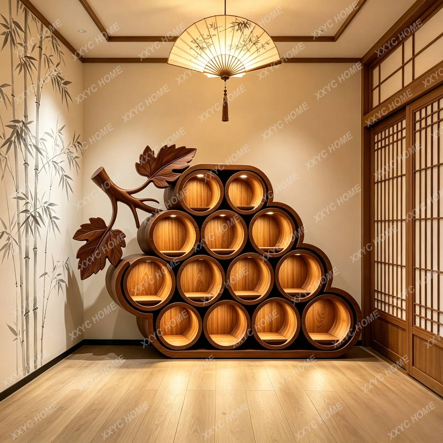 Grape modeling creative cabinet Solid wood display cabinet Household display cabinet