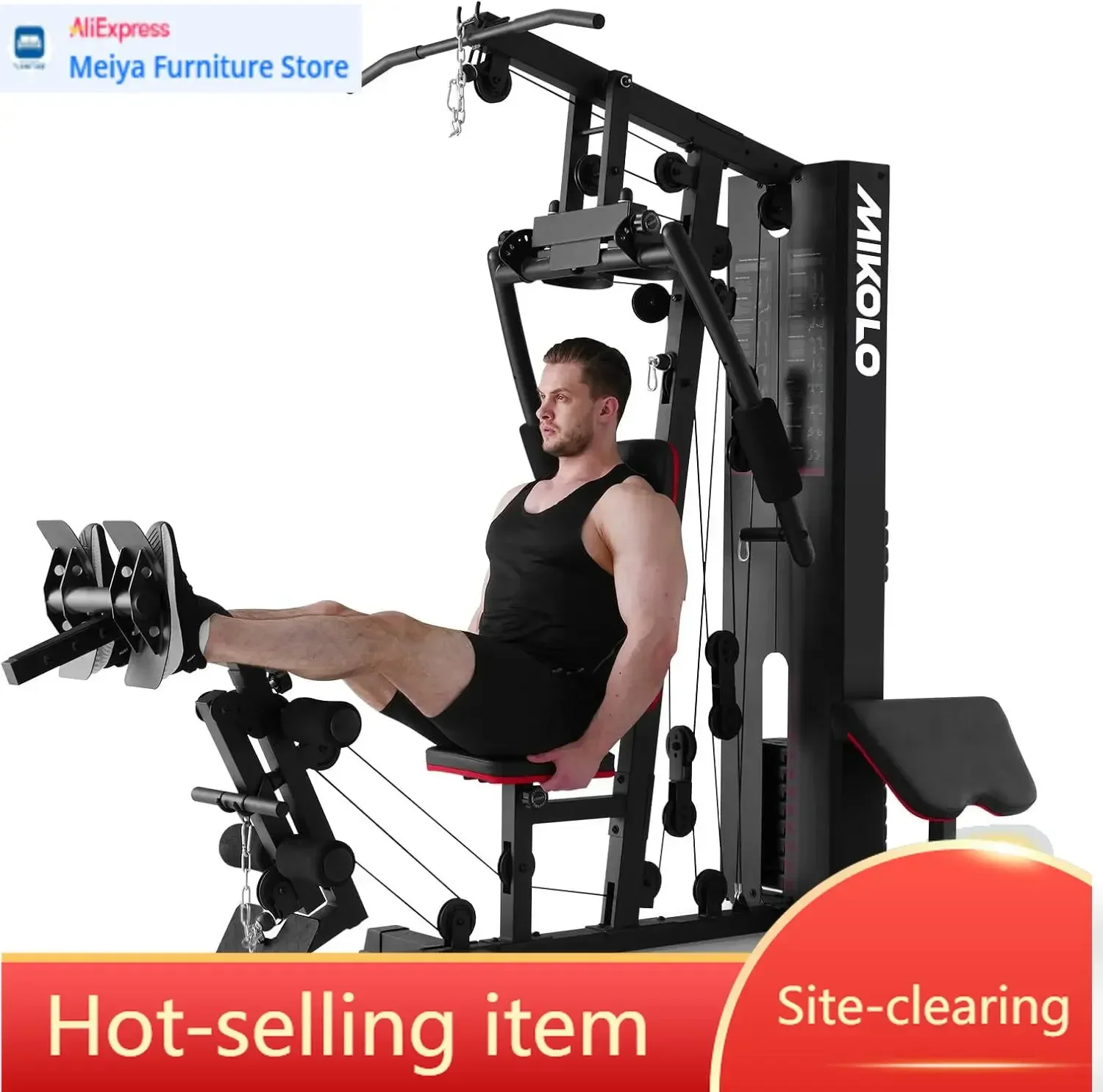 Home Gym Station Workout With Weight Stack Exercise Equipment For Full Body Strength Training