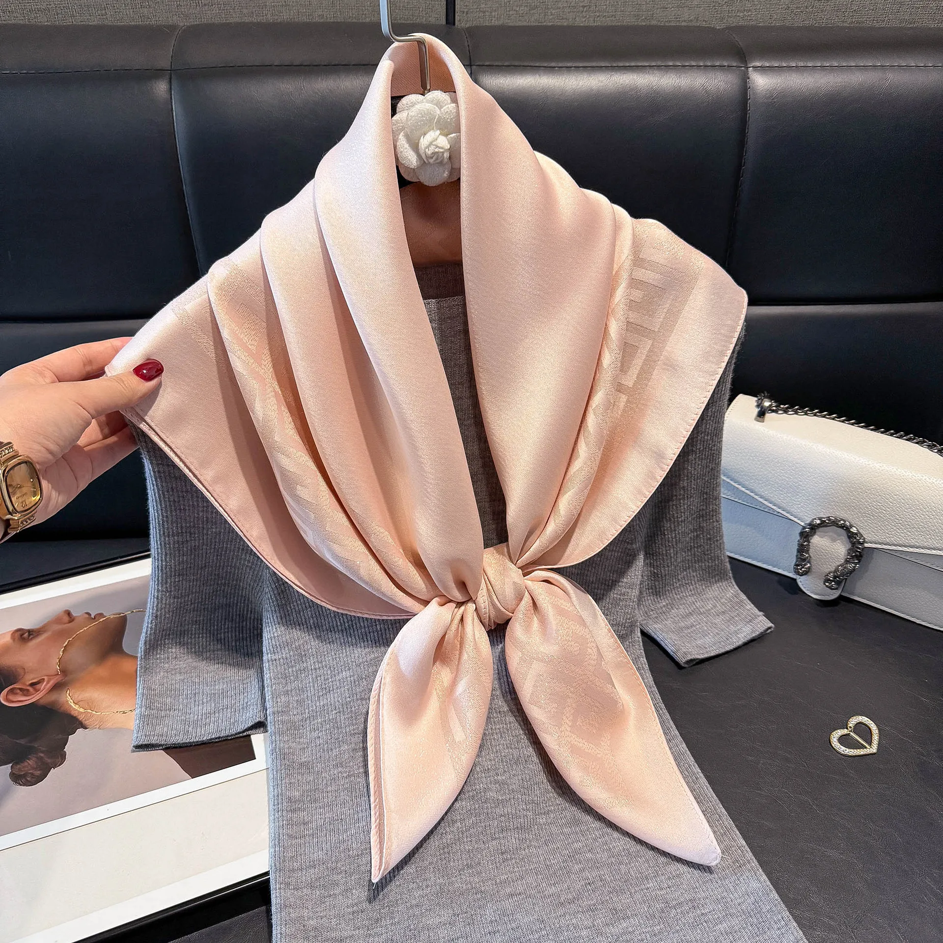 90 Minimalist Silk Scarf Women's 2026 New High-end Sense Versatile Dust-proof Skin-friendly Sports Wind Sunscreen Tie Scarf