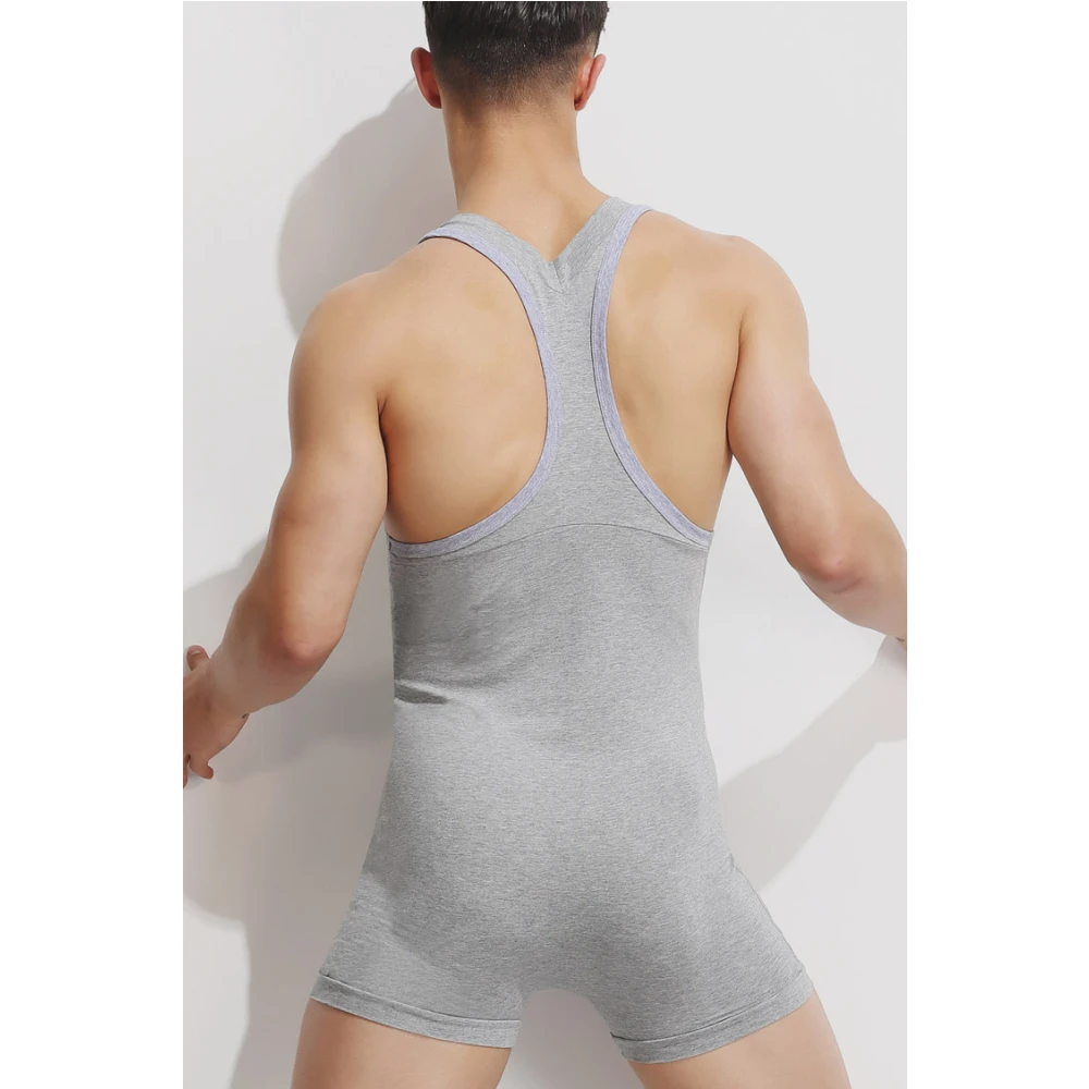 Pyjama Sexy à Col en V pour Homme, Barboteuse de Fitness Décontractée, Sous-vêtements, 2023