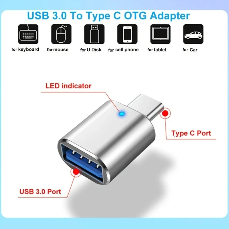 LED USB 3.0 To Type C Adapter OTG To USB C USB-A To Micro USB Type-C Female Connector For Samsung Xiaomi POCO Adapters image 6