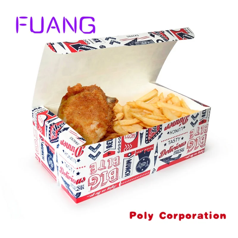 Caixas De Comida Personalizadas Batatas Fritas Nuggets De Frango Frito Pizza Hamburger Carton Paper Take Away Food Packaging Box