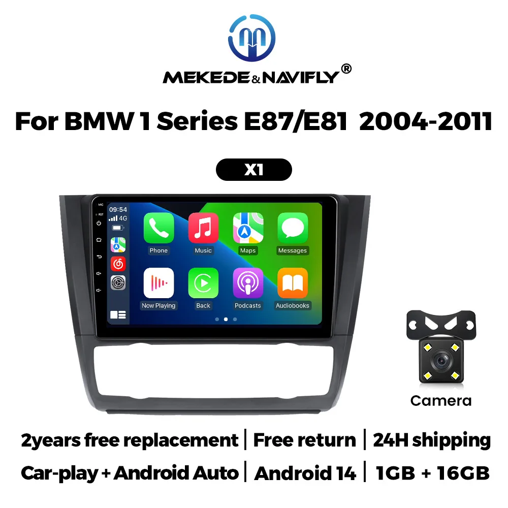 2Din CarPlay Autoradio Voor BMW 1 Serie E87 E81 E82 E88 2004 2005-2011 Android 14 Auto DVR Monitor Achteruitrijcamera Mediaspeler