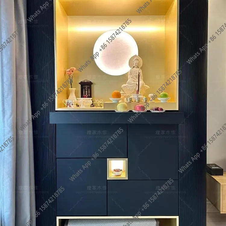 

Буддийский алтарь-шкаф для поклонения, вертикальный, для размещения предметов, с изображением Бога Богатства Гуаньинь и Будды