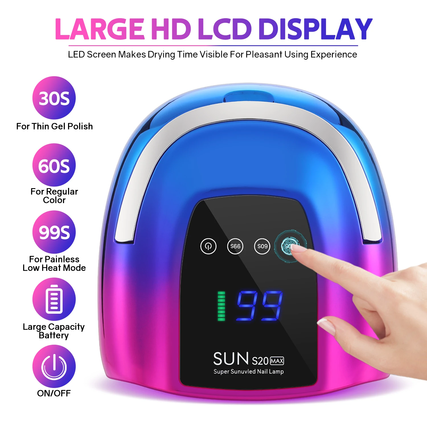 Uv Led Nagellamp Nail Art Lamp Met Diamanten Draadloze Uv-Cabine Voor Nagels Manicure Lamp Met 3 Timer Instellingen Nagellamp