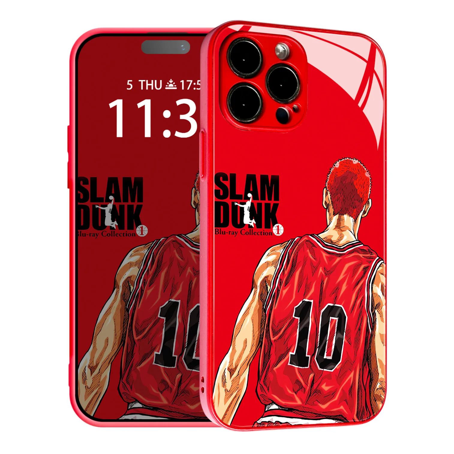 Hanamichi Sakuragi Anime TPU Tempered Glass Red Phone Case For iPhone 15 14 11 Pro Max 7 8 15 Plus 12 13 Mini Xr Xs