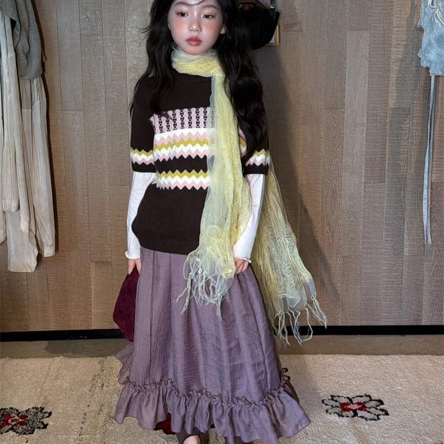 Girls Skirt 2026 Spring and Autumn New Children's Clothing Korean Style Girl Baby Fashion Texture Feeling Flouncy Skirt