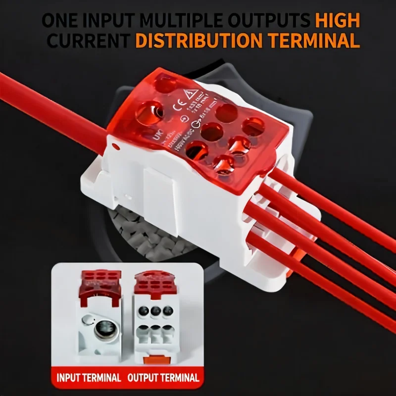 UKK80A Single-pole Splitter Box Large Current One into Multiple Branch Line Terminal Rail Splitter 125A 160A 250A