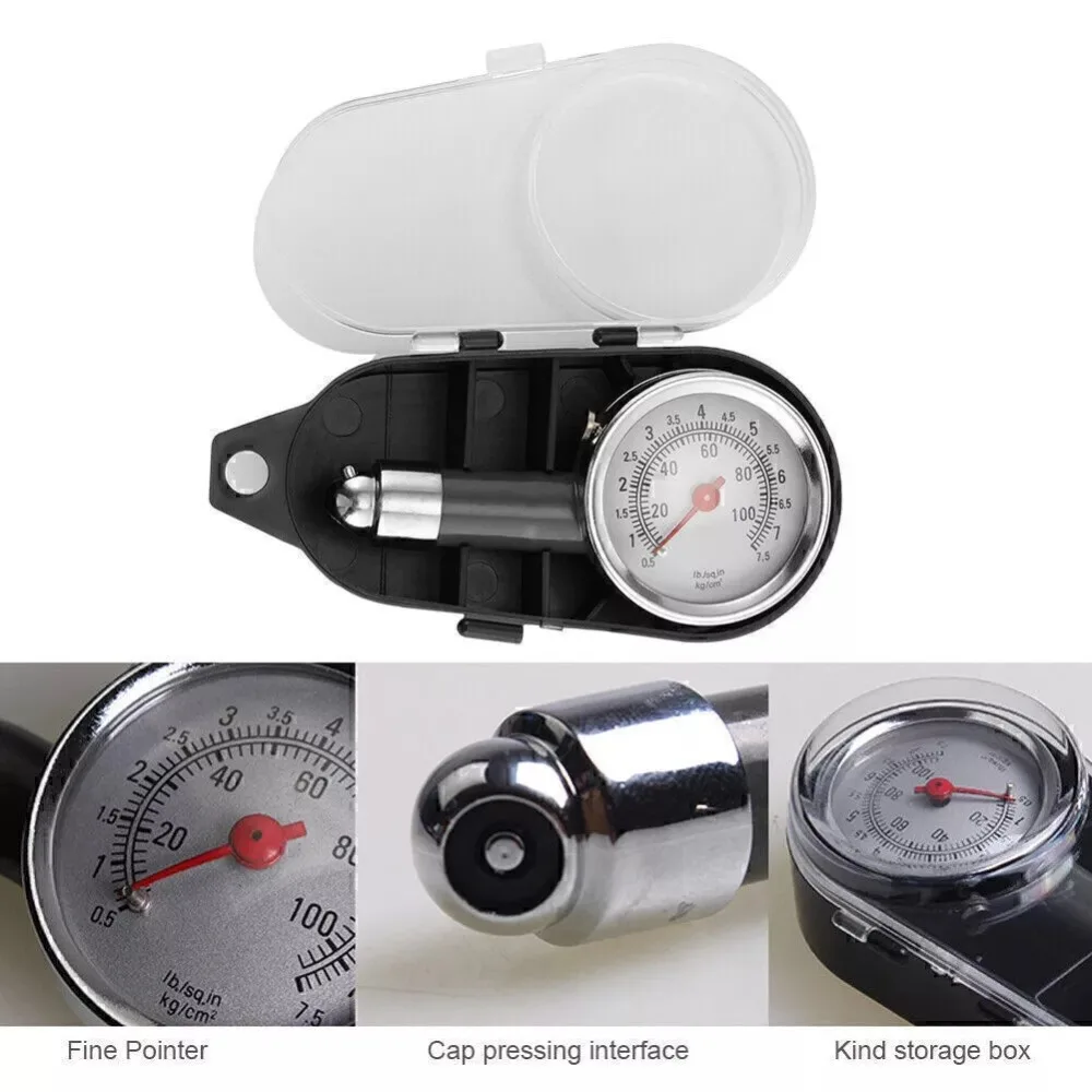 Car Tire Pressure Gauge Stainless Steel Inflation Pressure Gauge High Precision Meter Detector Repair Tools for Mechanical Tires