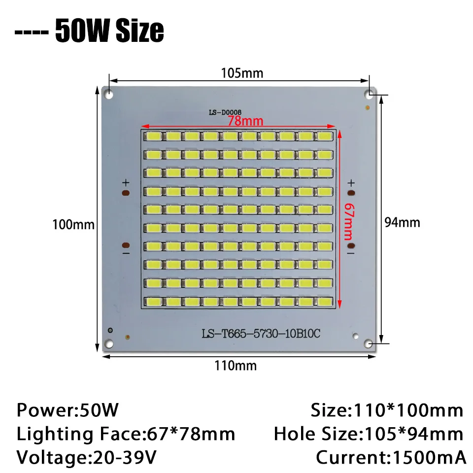 LED Lamp SMD5730 10W 20W 30W 50W led Lighting Source Warm White Pure White led PCB board For DIY 10 20 30 50W Outdoor FloodLight