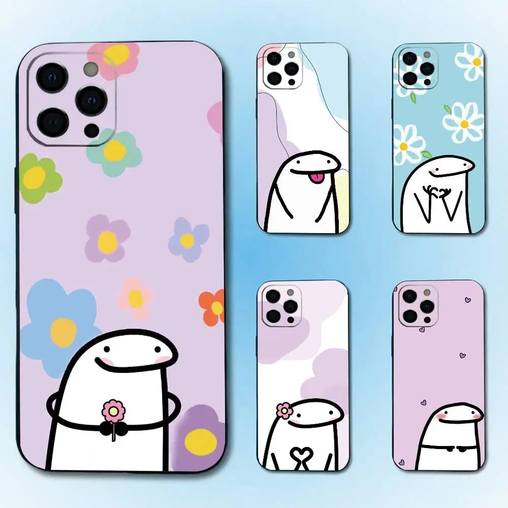 Funda de Silicona Suave con Diseño Divertido de Flores para Celular iPhone 17 16 15 14 13 12 11 X XR Plus Pro Max Plus