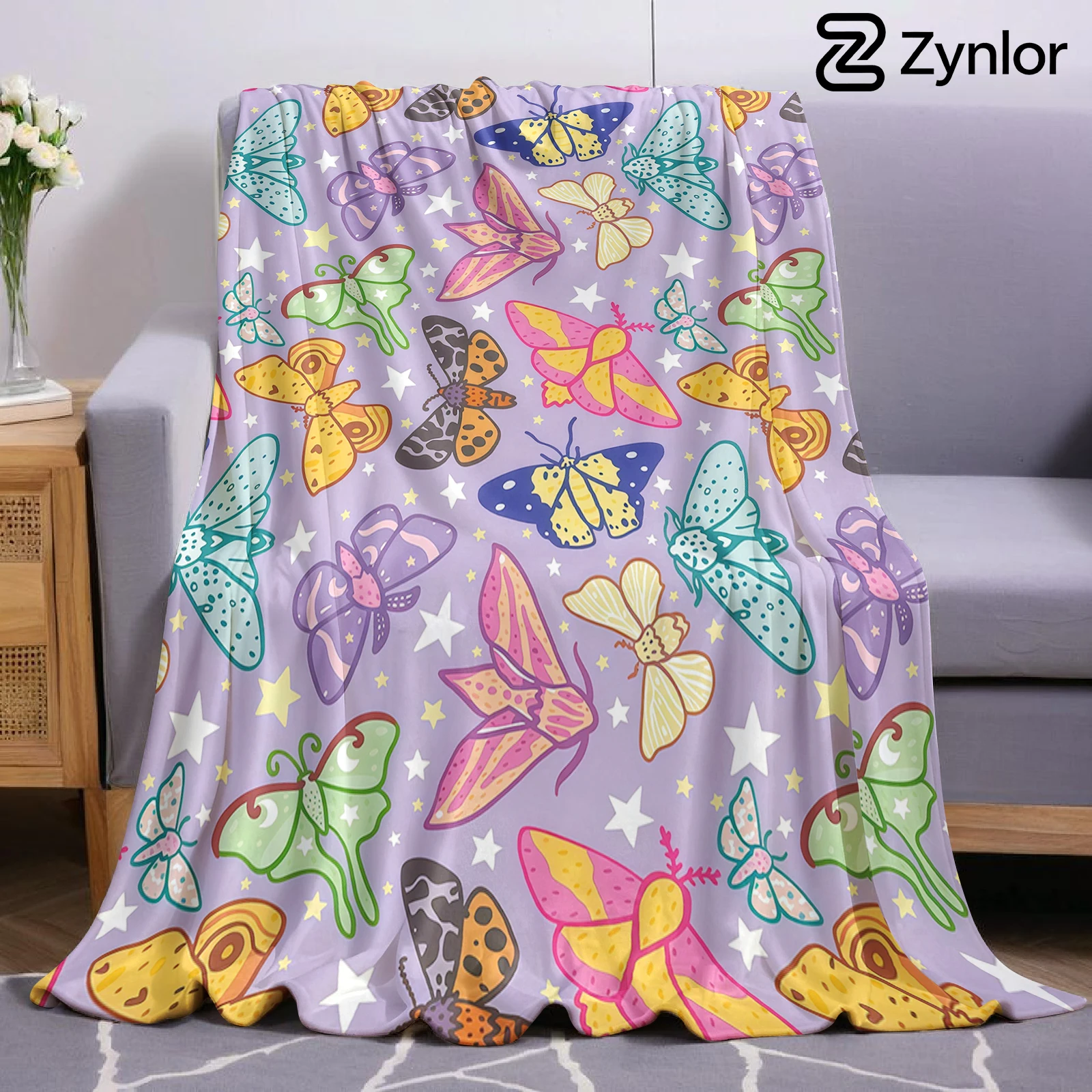 Vintage Moth Star Ultra Soft Sherpa Fleece Blanket Fluffy Warm Halloween Cozy Throw for Sofa Couch Bedroom Gift All season