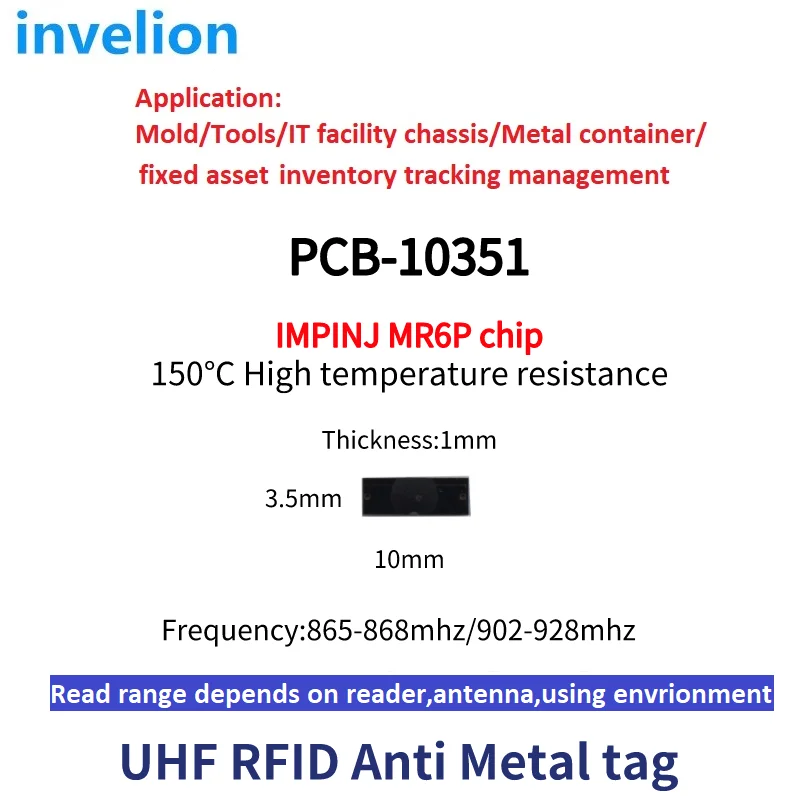 5-80CM UHF RFID Tag on Metal EPC Gen2 Class1 Passive Micro Chip Impinj Monza 4QT EPC Gen2 900Mhz for Mold Tools Management