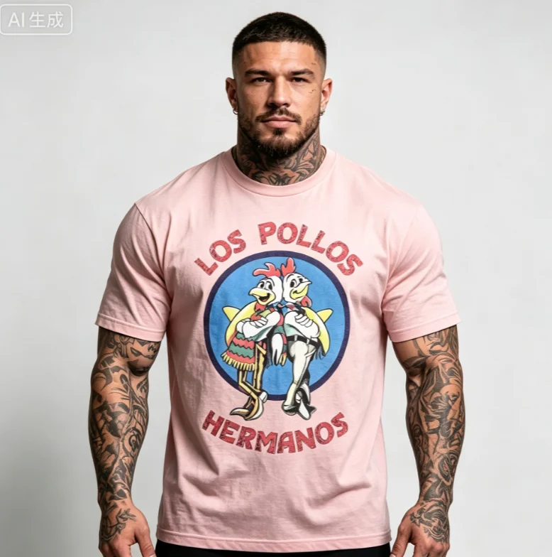 2026 new Street style loose-fit T-shirt with cartoon chicken embracing retro cartoon pattern T-shirt
