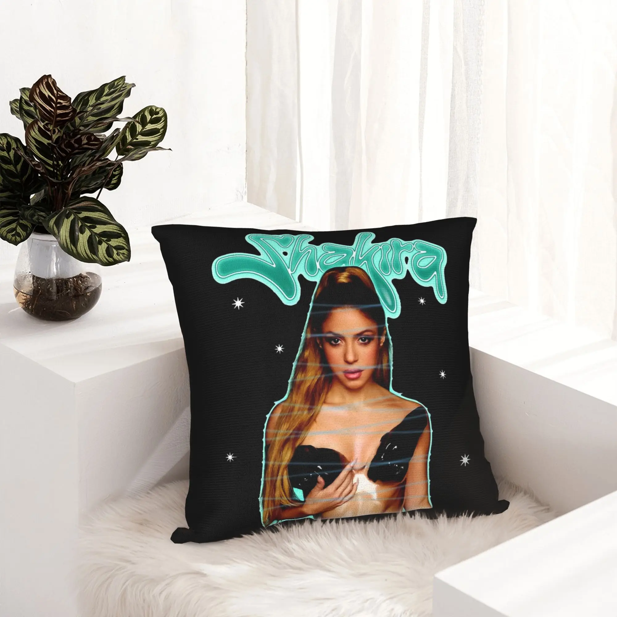 Singer Shakira Pillowcase Soft Fabric Cushion Cover Gift  Pillow Case Cover Home Square 18''