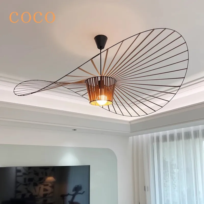 

COCO Nordic Straw Hat Pendant Light Fabric Restaurant Art Lamp Living Bedroom Designer Celebrity Chandelier Drop Shipping
