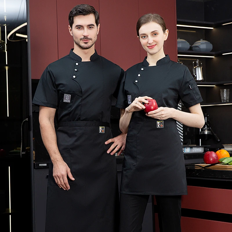 Korte Mouwen Chef Jaket Shirt Chef Ober Uniform Keuken Restaurant Kok Ademend Kapper Sushi Kostuums Restaurant Uniform