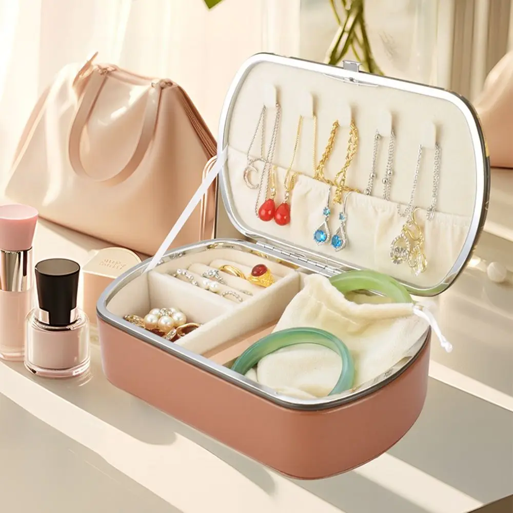 

PU Jewelry Packing Bag Large Capacity Multi-function Earrings Storage Case Divided Grids Rings Jewelry Holder Handbag Vacation