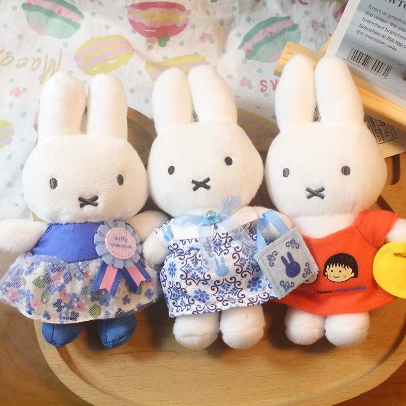 

Kawaii Miffy Plush Pendant Cartoon Blue Floral Dress Fluffy Stuffed Toy Backpack Anime Accessories Dopamine Plush Doll Keychains