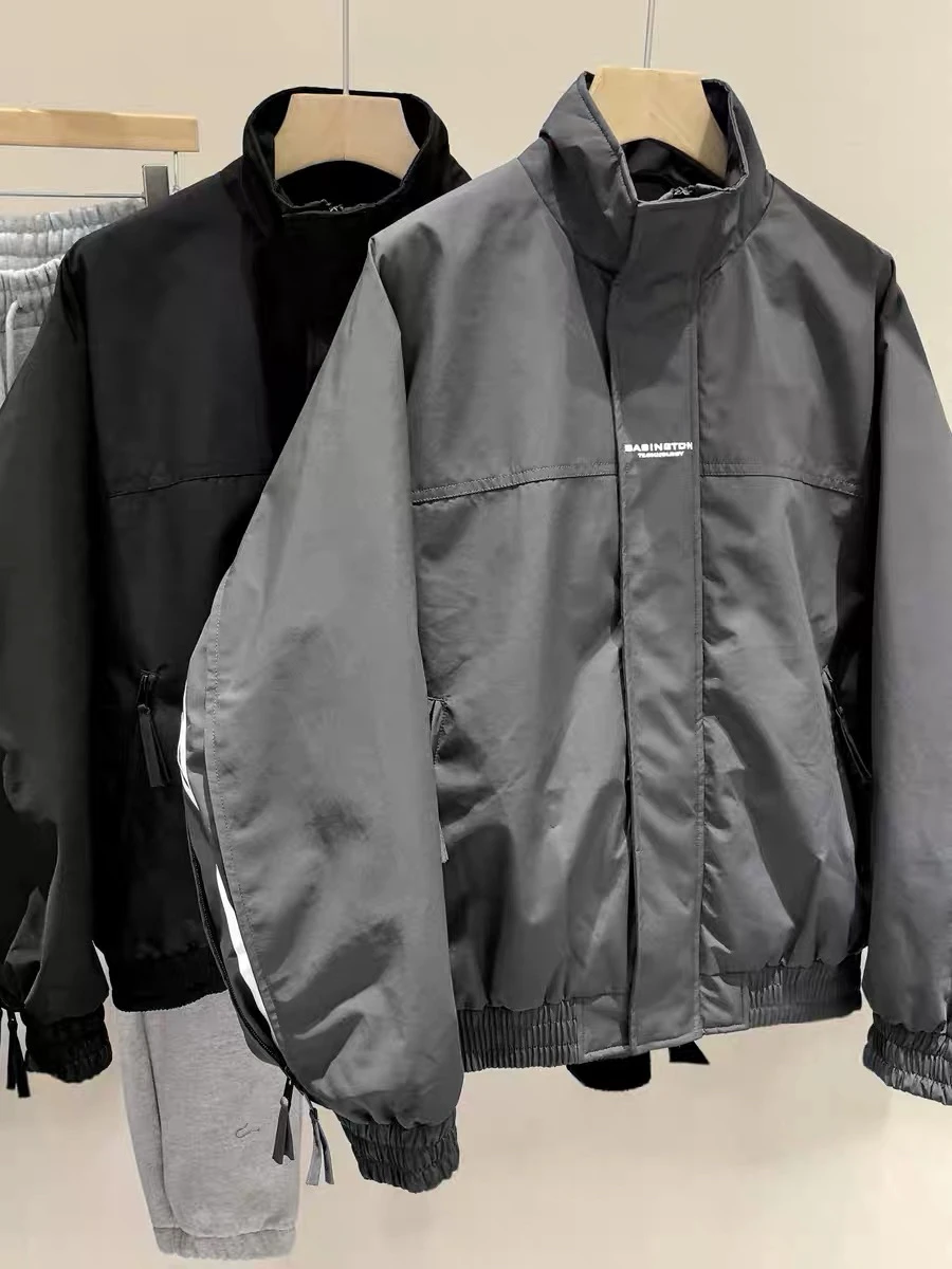 

American Retro Zipper Splicing Stand Collar Pilot Jaet Men's Spring New Casual Loose High Sensation Coat Trendy