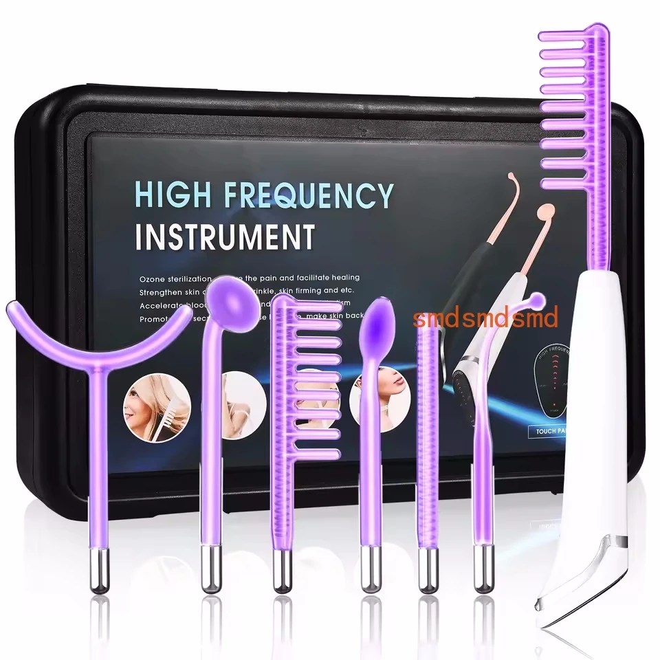 

6 in 1 Touch Panel High Frequency Facial Machine For Hair Face Electrotherapy Wand Argon Treatment Acne Skin Care