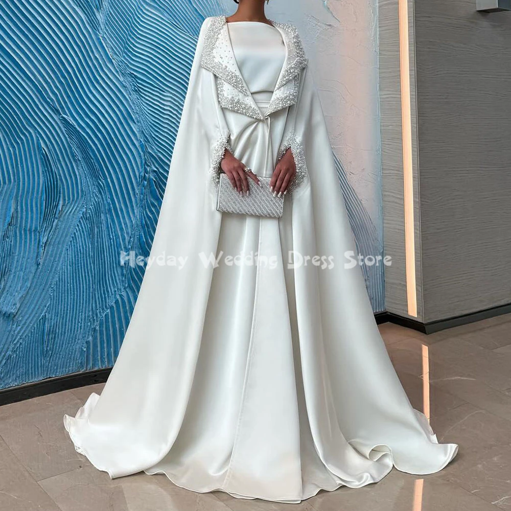 

Heyday Women's Pearls Beaded Straight Floor-Length Luxury Dubai Evening Dresses Sleeveless With Sweep Train Elegant Dresses 2025