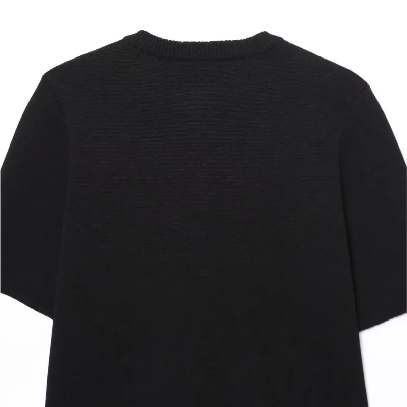 Cardigan de malha feminina com botão outono manga curta malha feminina topo liso elástico o pescoço camisola feminina