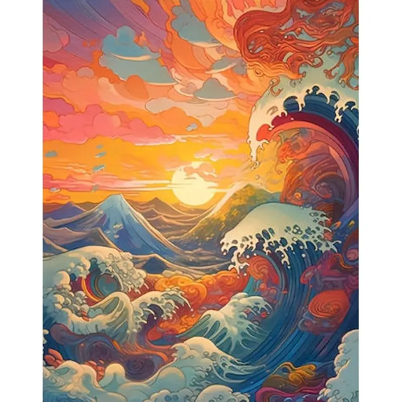 

GATYZTORY Coloring By Number Waves Landscape For Adults Picture By Numbers Sea Acrylic Paint On Canvas DIY Frame Home Decoration