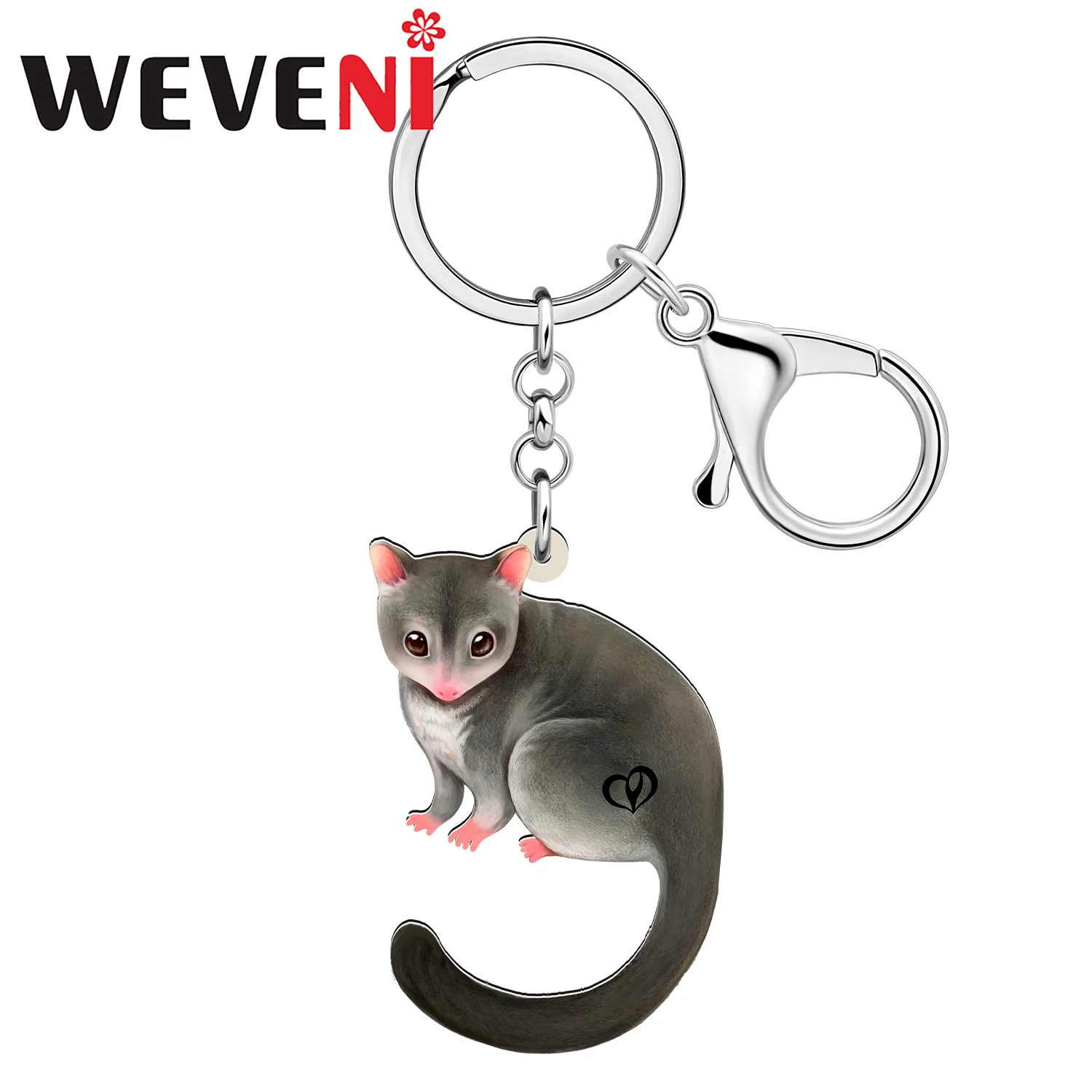 WEVENI Novelty Handbag Purse Key Chains Acrylic Cute Opossum Keychains Key Ring Jewelry For Women Girls Kids Charm Gifts