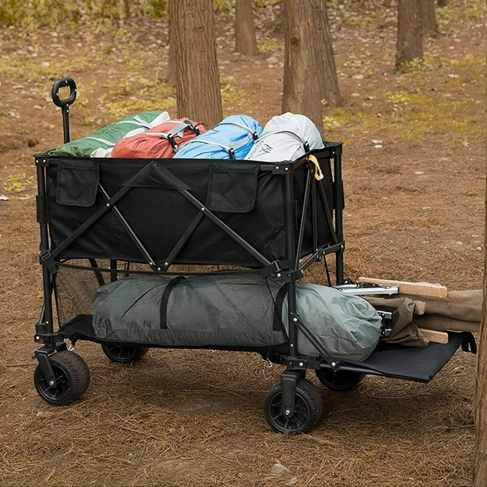 

Double Decker Wagon 600lb Capacity & 400L Collapsible Sports Wagon with Big Wheels, Extended Utility Folding Wagon Cart