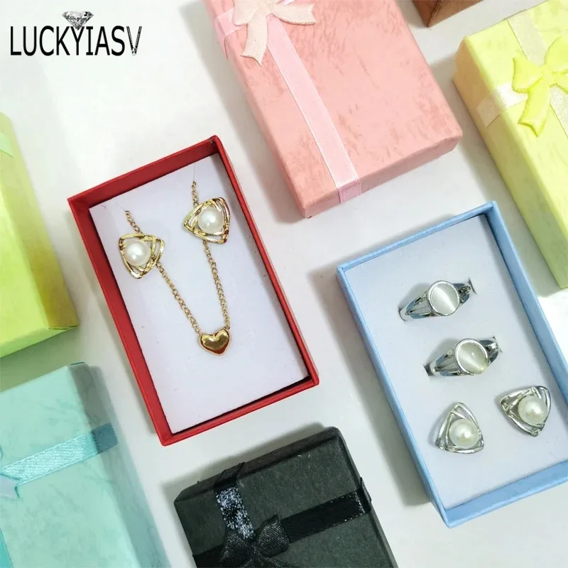 Wholesale Assorted Colors Jewelry Sets Display Box Necklace Earrings Ring Box 5*8*2.5cm Packaging Gift Box Mixed 24pcs/Lot