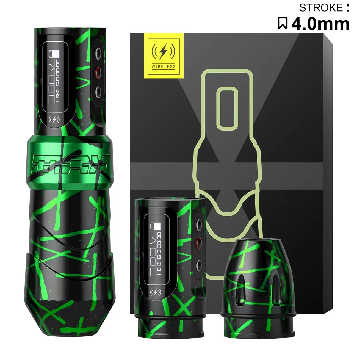 

New Flux MAX Wireless Tattoo Machine with 4.00mm Travel LED Digital Screen 2400mAh 2 Battery Tattoo Power Supply Permanent Makeu