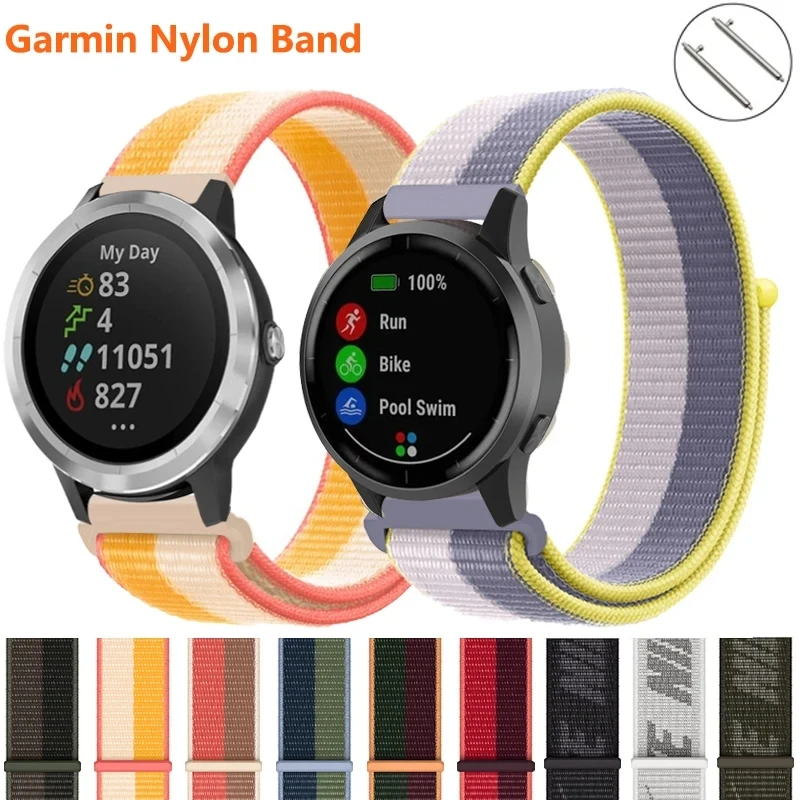 20mm 22mm Nylon Loop Band For Garmin Forerunner 255 255 265M 245 645 158/Venu 2Plus/Vivoactive 5 4 3/Venu SQ 2 Bracelet Strap